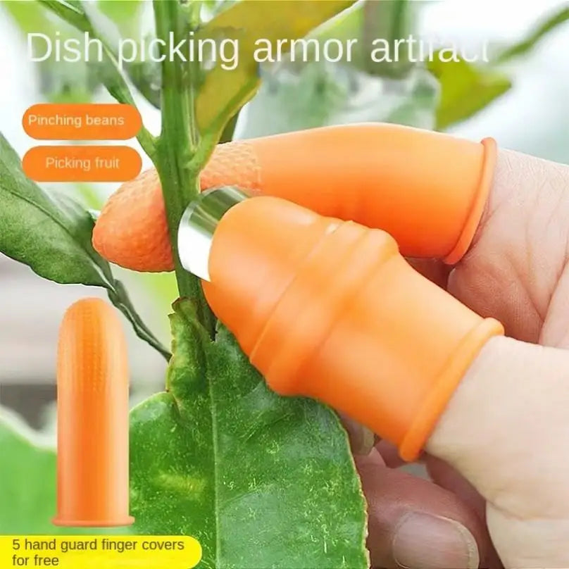 6pcs Thumb Cutter Set Farm Vegetable Fruit Picker Silicone Thumb Kni-fe Pepper Pickle Tip Nail Pick Grape Garden Supplies Tools