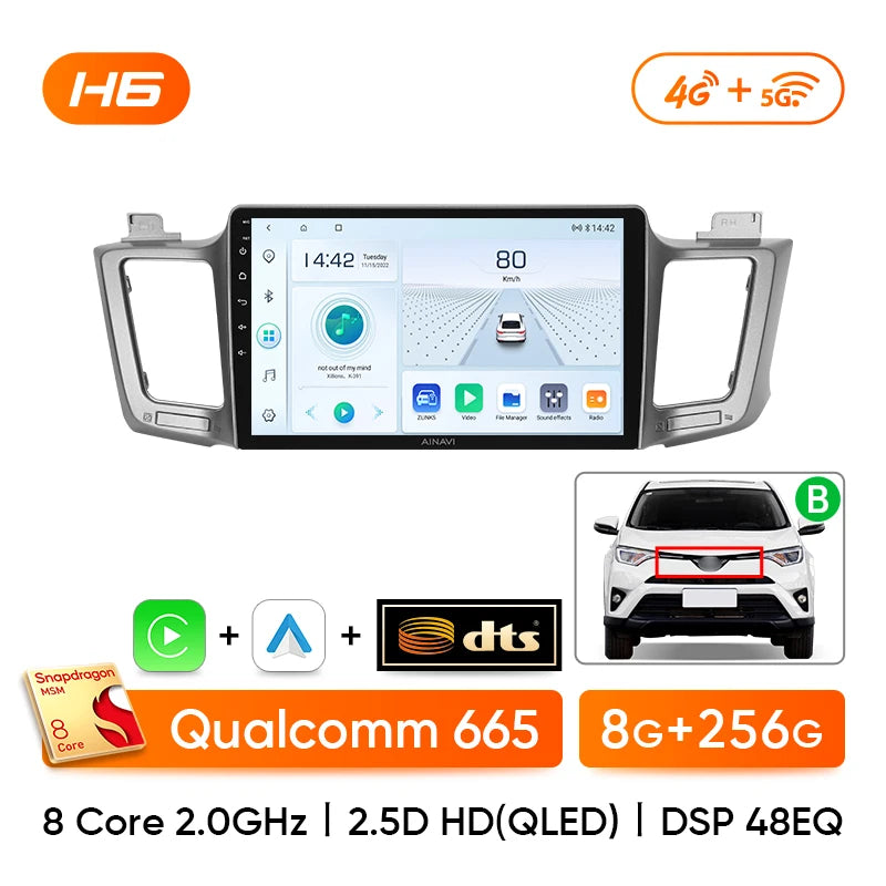 Ainavi Car radio For Toyota RAV4 RAV 4 XA40 2012-2019 Carplay Android Auto Qualcomm Car Stereo Multimedia Player DSP 48EQ 2 Din - Jamboshop.com