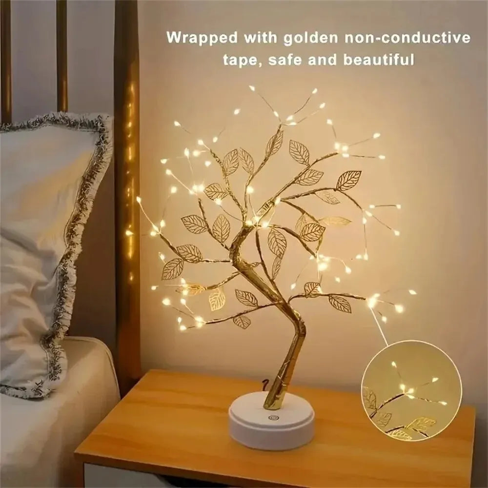 LED Rose Leaf Table Lamp USB Christmas Tree Fairy Light Night Lights Home DIY Party Wedding Bedroom Decoration Mother's Day Gift - Jamboshop.com