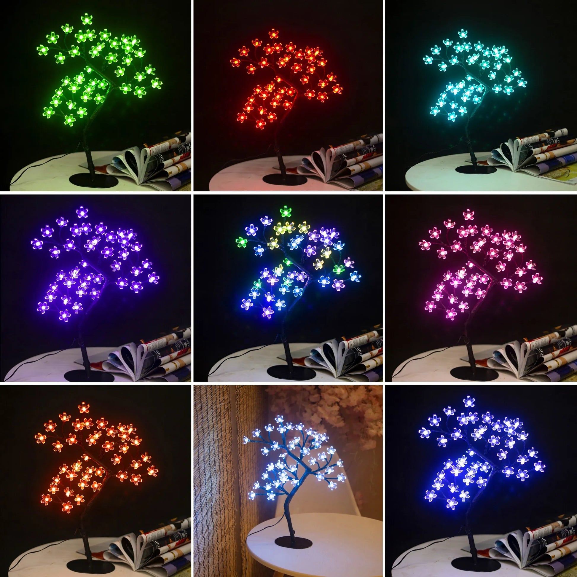 Cherry Blossom Tree Light,17inch 40LED Lighted Tabletop Artificial Flower Bonsai Tree Lamp USB Powered Gifts for Home Decor - Jamboshop.com