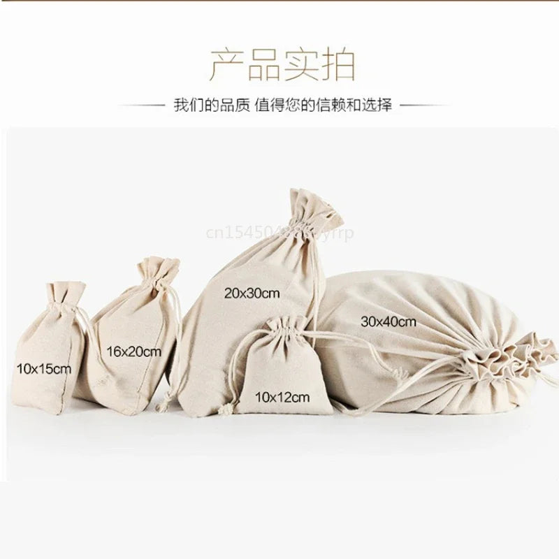 1pcs High Quality Storage Drawstring Bags Christmas Gift Package Small Pouch Home Organize Cotton Sacks rice bag