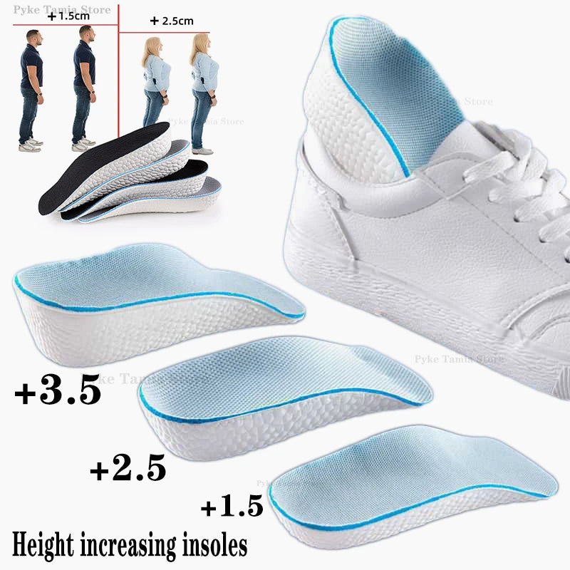 Height Increase Insoles Men Women Shoes Flat Feet Arch Support Orthopedic Insoles Sneakers Heel Lift Memory Foam Soft Shoe Pads