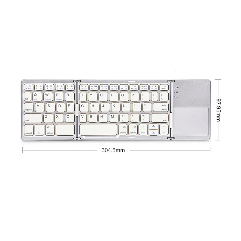 Wireless Folding Keyboard Bluetooth Keyboard With Touchpad For Windows, Android, IOS,Phone,Multi-Function Button Mini Keyboard - Jamboshop.com