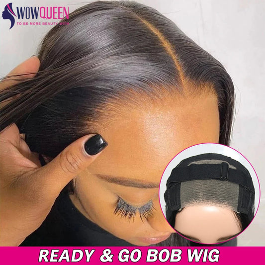 Easy Go Bob Wig Glueless Wig Human Hair Ready To Wear Straight Bob Hair Wig Human Hair 30 32 Inch Pre Cut Lace 4x4 Closure Wig - Jamboshop.com