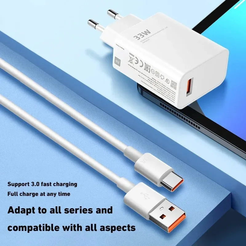 Xiaomi 67W Charger Original Fast Charging Cargador USB Cable EU/US Wall Adapter Mi 14 13 12 Redmi Note 13 12 Pro Turbo Poco F5