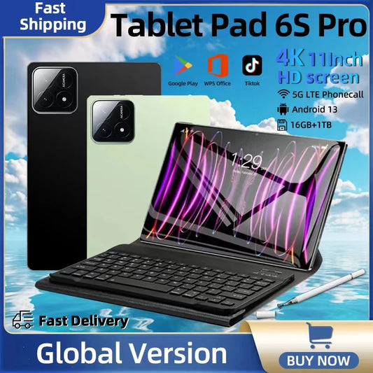 2024 Original HD 4K Pad 6 Pro Global Version Snapdragon 888 Android 13 Tablet 16GB+1TB Tablets PC 5G Dual SIM Card WIFI Mi Tab