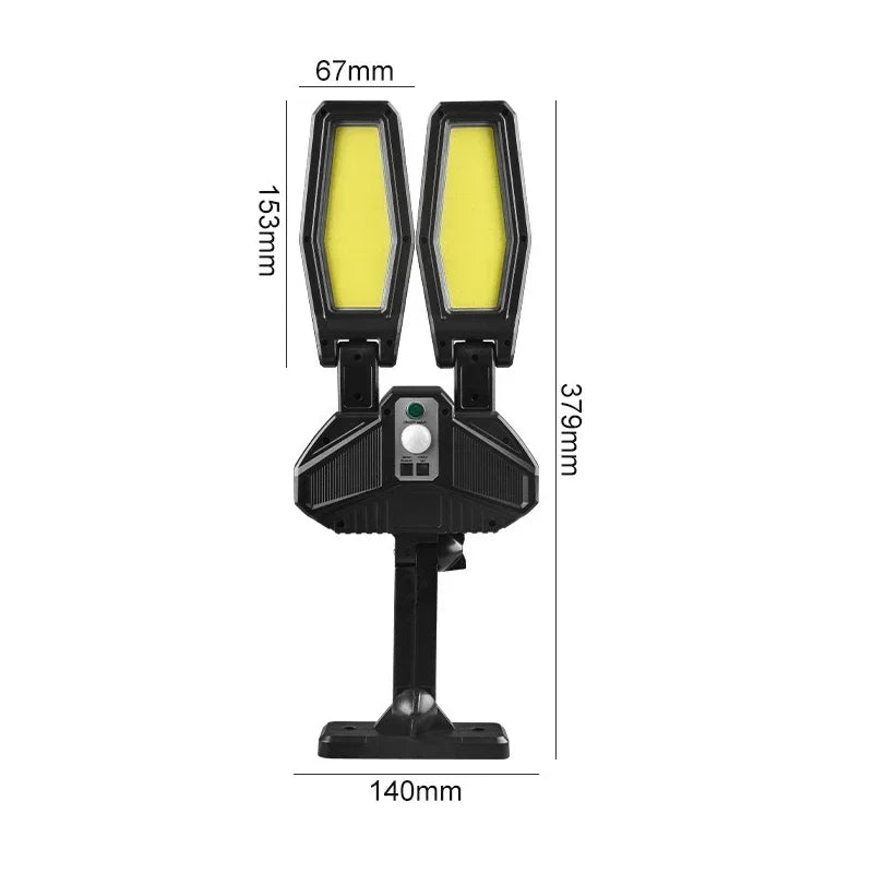 Solar Outdoor Induction LED Double-headed Street Lamp Home Waterproof Lighting Wall Lamp Outdoor Garden Lamp with Remote Control - Jamboshop.com