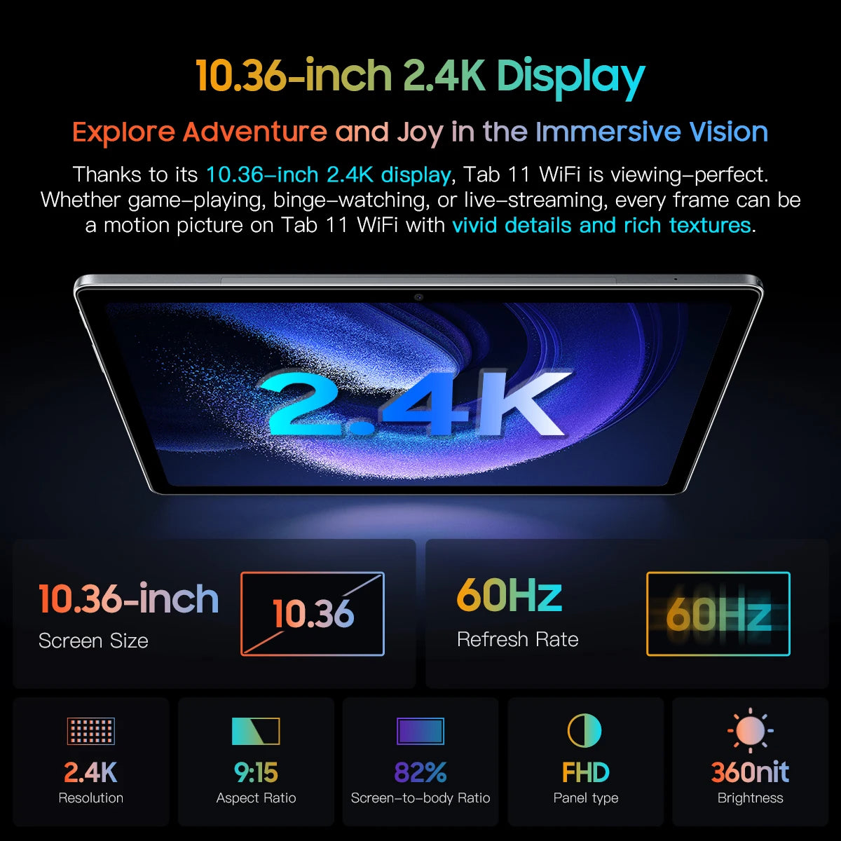 Blackview Tab 11 WIFI Tablet 10.36'' 2.4K FHD Display 14GB 256GB MT8183 Octa Core 8380mAh Android 12 Tablet PC With 16MP Cameras