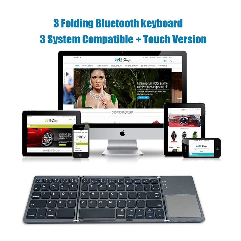 Wireless Folding Keyboard Bluetooth Keyboard With Touchpad For Windows, Android, IOS,Phone,Multi-Function Button Mini Keyboard - Jamboshop.com