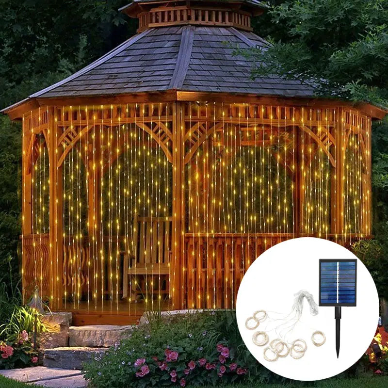 Solar Curtain String Fairy Lights Solar Powered 8 Modes for Home Garden Patio Porch Backyard Wedding Party Christmas Decoration - Jamboshop.com