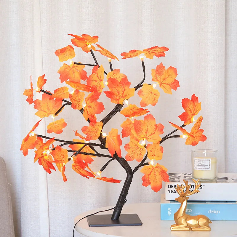 LED Rose Leaf Table Lamp USB Christmas Tree Fairy Light Night Lights Home DIY Party Wedding Bedroom Decoration Mother's Day Gift - Jamboshop.com