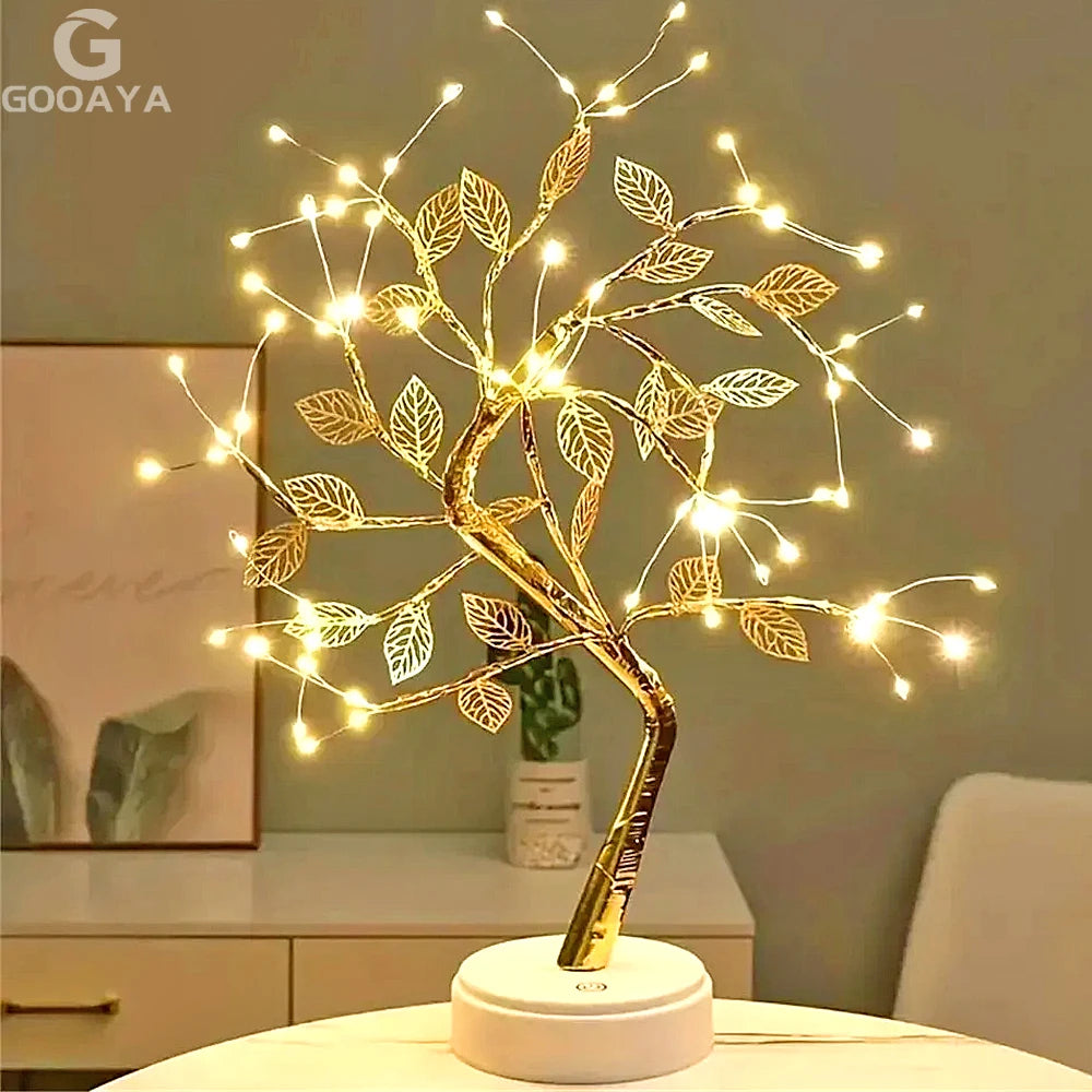 LED Rose Leaf Table Lamp USB Christmas Tree Fairy Light Night Lights Home DIY Party Wedding Bedroom Decoration Mother's Day Gift - Jamboshop.com