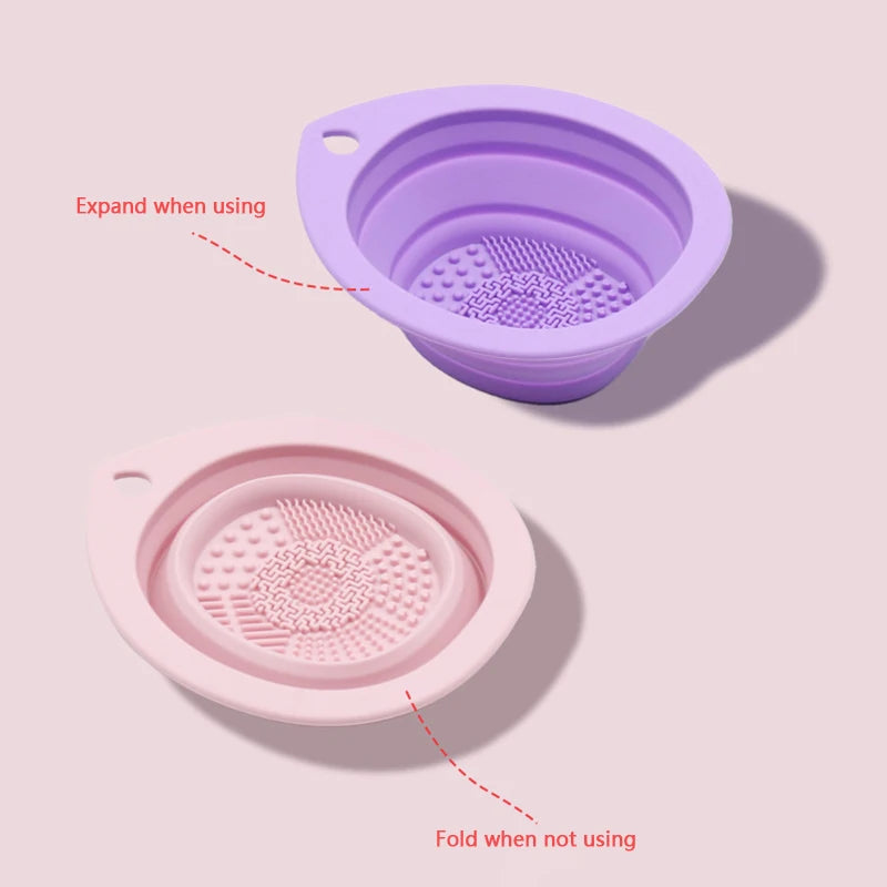 Silicone Makeup Brush Cleaner Folding Powder Puff Cleaning Bowl Eyeshadow Brushes Washing Soft Mat Beauty Tools Scrubber Box