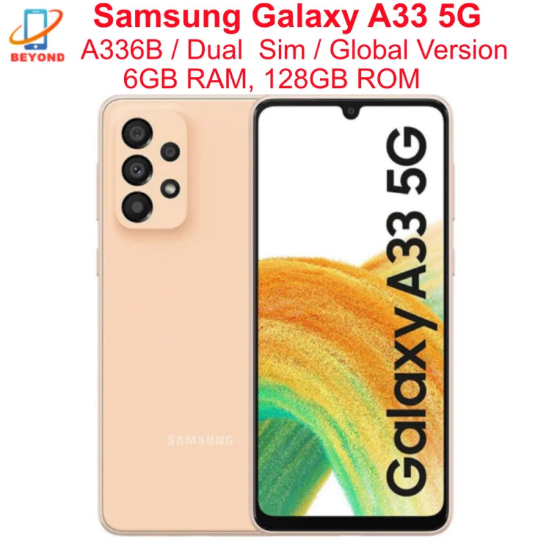 Samsung Galaxy A33 5G A336B A336B/DS 6.4" 6GB RAM 128GB ROM NFC Exynos 1280 Octa Core Original Unlocked Cell Phone