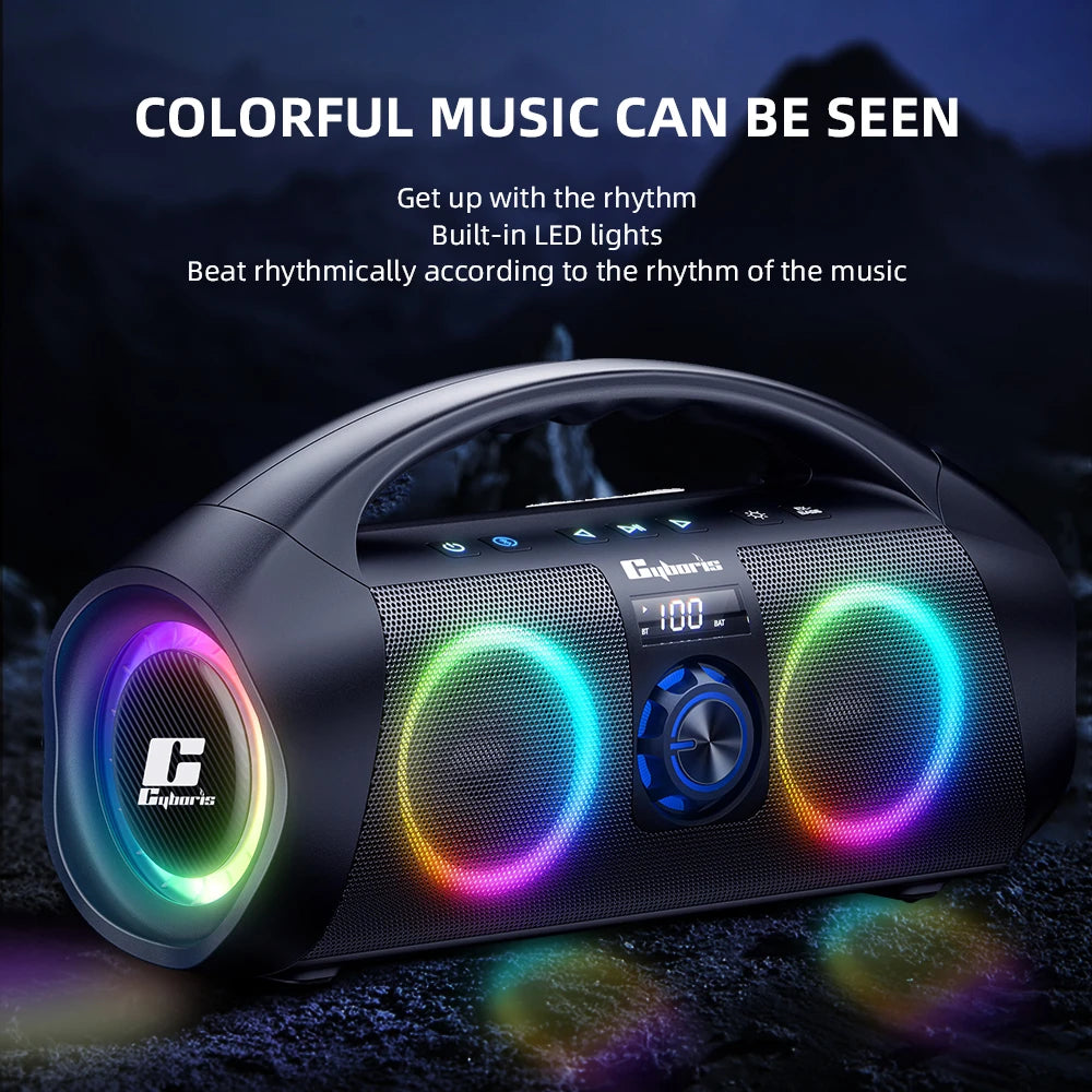 NEW Cyboris F29 120W High-power Karaoke Portable Wireless Waterproof Speakers With Flashing RGB Light For Home And Outdoor