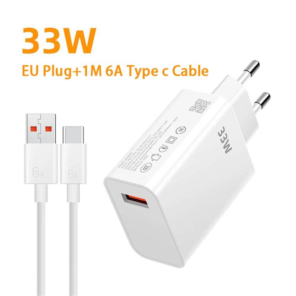 33W USB Charger Fast Charging EU/US Plug Mobile Phone Adapter For Xiaomi Redmi Note 13 12 11 iPhone Samsung Quick Charge Charger - Jamboshop.com