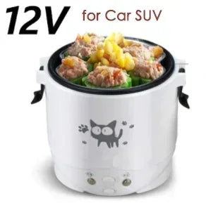 Car Mini Rice Cooker 12v 24V 220V Car Multicooker Self-driving Soup Porridge Portable Truck Smart Steamer Ramen for 1-2 People - Jamboshop.com