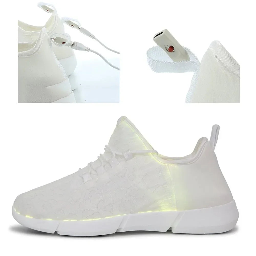 Spring Boy Luminous Glowing Sneakers Men Women Girl Kids LED Light Shoes Children Flashing Adults USB Recharge Fiber Optic Shoes - Jamboshop.com