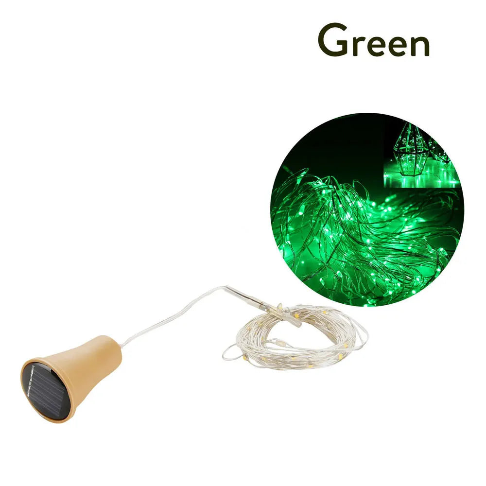 Solar Powered 10LED 20LED Wine Bottle Lights Cork Shape Fairy Lights Garland Christmas Light Copper Wire Home Room Decor Lamp - Jamboshop.com