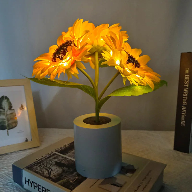 Rechargeable Sunflower Led Simulation Night Light Table Lamp Simulation Flowers Decorative Desk Lamp For Resturaunt Hotel Weddin - Jamboshop.com