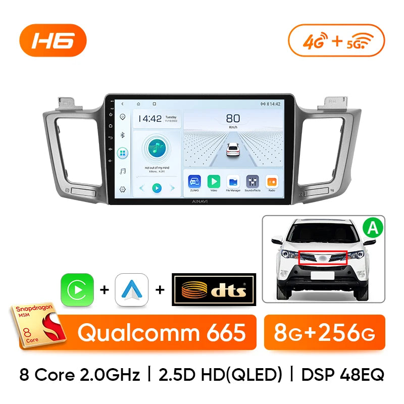 Ainavi Car radio For Toyota RAV4 RAV 4 XA40 2012-2019 Carplay Android Auto Qualcomm Car Stereo Multimedia Player DSP 48EQ 2 Din - Jamboshop.com