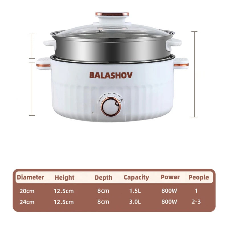 Electric Cooker 3 Files Adjustable Kitchen Appliance Double Layer Home for Hot Pot Cooking Soup Heater Multifunction Cooker EU - Jamboshop.com