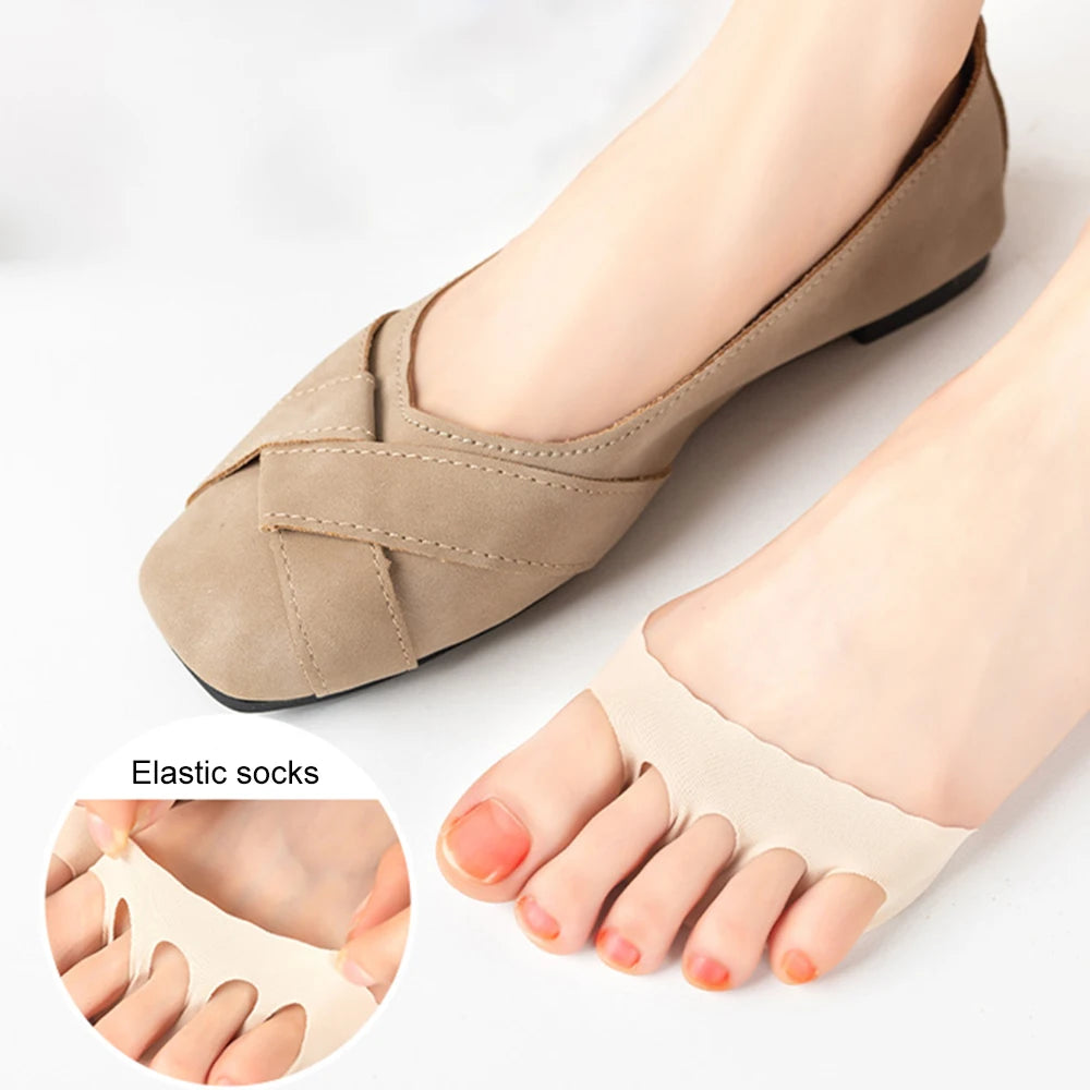 1 Pair Five Toes Forefoot Pads Women High Heels Half Insoles Foot Pain Relief Invisible Socks Foot Toe Support Feet Care Insoles