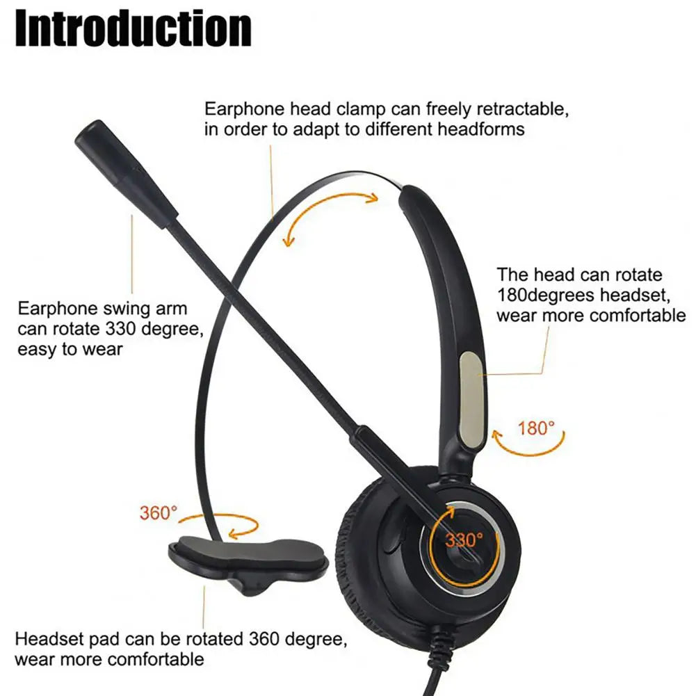 U900 H510 Telephone Headset High Fidelity Noise Reduction 3.5mm RJ9 MIC Long Cable Call Center Headphone For Telemarketing