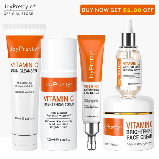 JoyPretty Vitamin C for Face Whitening Dark Spots Skin Care Set Cream Serum Cleaning Moisturizing Eye Creams Pore Skincare Kits - Jamboshop.com