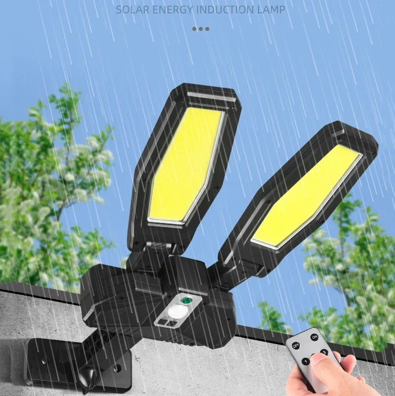 Solar Outdoor Induction LED Double-headed Street Lamp Home Waterproof Lighting Wall Lamp Outdoor Garden Lamp with Remote Control - Jamboshop.com