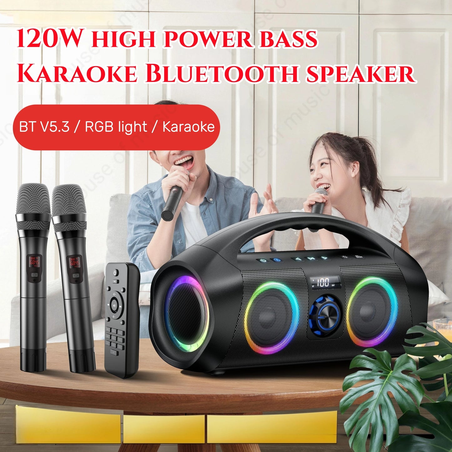 NEW Cyboris F29 120W High-power Karaoke Portable Wireless Waterproof Speakers With Flashing RGB Light For Home And Outdoor