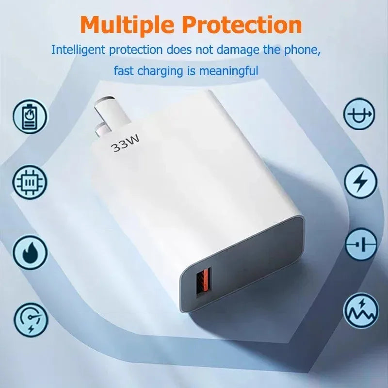 33W USB Charger Fast Charging EU/US Plug Mobile Phone Adapter For Xiaomi Redmi Note 13 12 11 iPhone Samsung Quick Charge Charger - Jamboshop.com