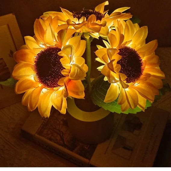 Rechargeable Sunflower Led Simulation Night Light Table Lamp Simulation Flowers Decorative Desk Lamp For Resturaunt Hotel Weddin - Jamboshop.com