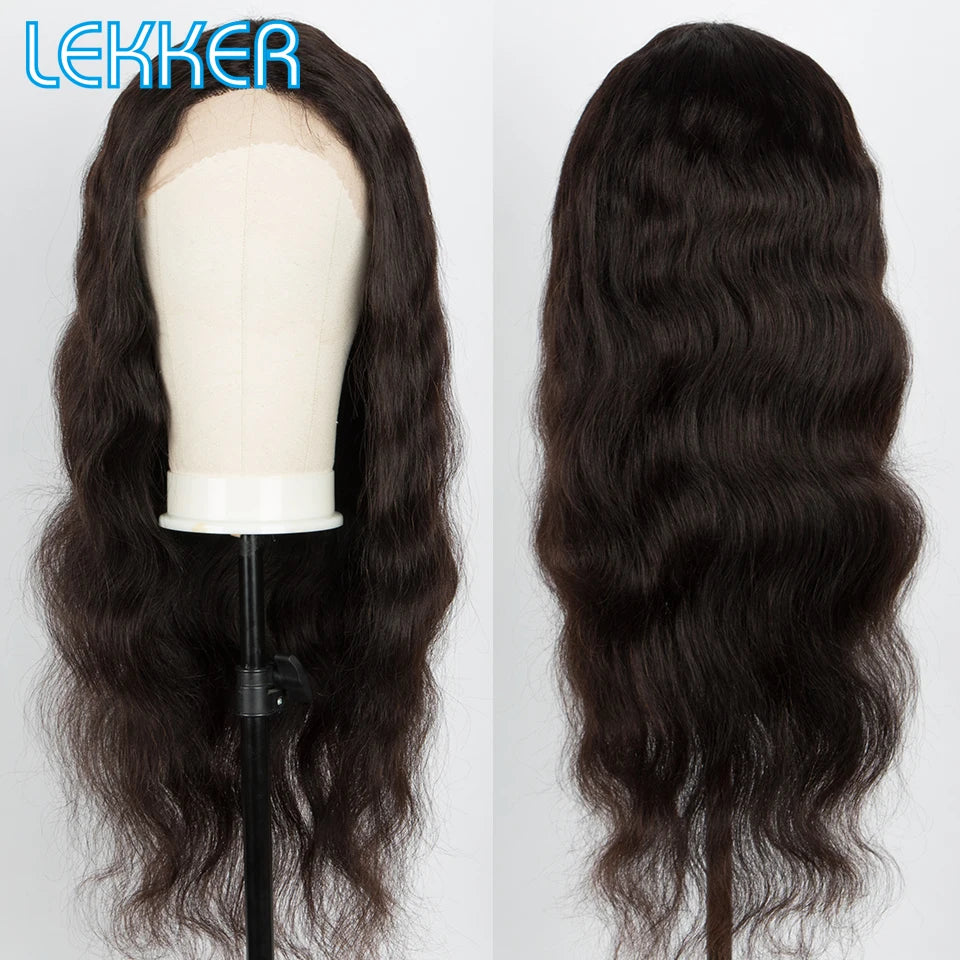 Lekker Wavy 13x6x1 T Part Lace Front Human Hair Wig For Women Glueless Brazilian Remy Hair Body Wave Middle Part Wear go Bob Wig - Jamboshop.com