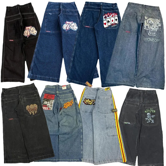 JNCO clothing Men baggy jeans Y2K high quality Embroidered 2000s biggest trashy ropa aesthetic streetwear Hip Hop wide leg jeans