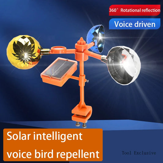 HOT, Solar Energy Bird Repelling Device Farm Orchard Bird Scaring Device Wind Reflective Voice Crop Garden Protection Ponds