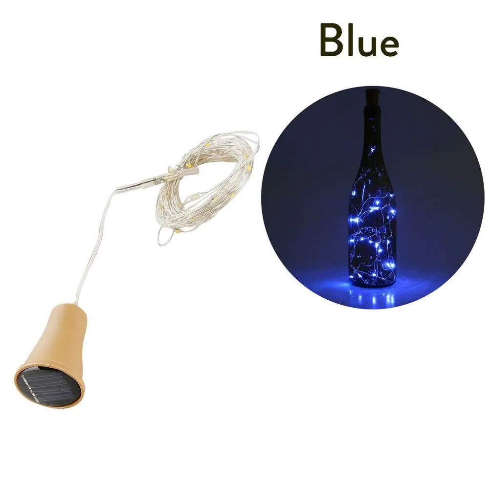 Solar Powered 10LED 20LED Wine Bottle Lights Cork Shape Fairy Lights Garland Christmas Light Copper Wire Home Room Decor Lamp - Jamboshop.com