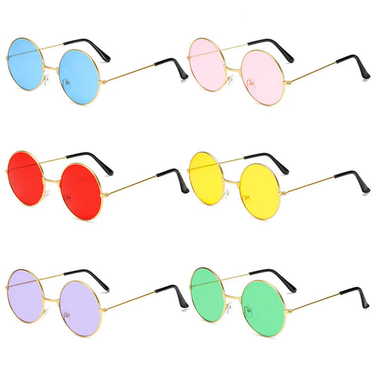 Fashion Disco Round Colors Sunglasses Hippie Women Men Circle Glasses Retro Metal Sun Glasses UV400 Protection Eyewear Unisex - Jamboshop.com