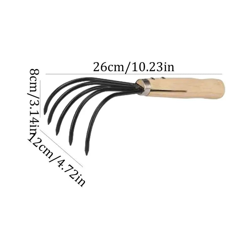 Labor-saving Loosening Soil Handheld Hoe Dual Use Small Hoe Farm Garden Tools Teeth Iron Gardening Hoe Weeding Rake Farm Tool