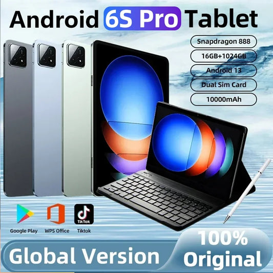 2024 Tablet PC Original Global Version  Pad 6S Pro Snapdragon888  Android13 10000mAh 16GB+1TB 5G Dual SIM WIFI Card HD 4K Mi Tab