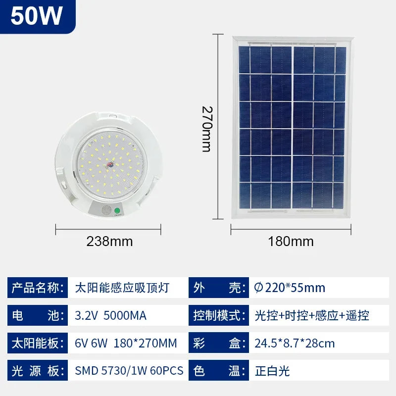 Intelligent High-power Solar Induction Light for Home Outdoor and Indoor LED Solar Ceiling Light Waterproof with Remote Control - Jamboshop.com