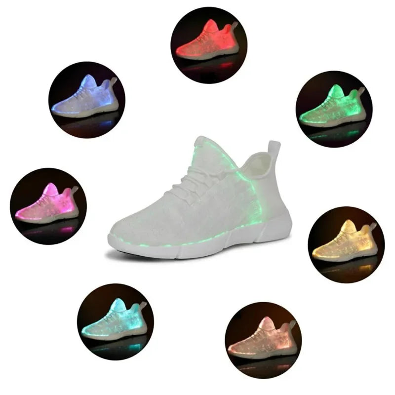 Spring Boy Luminous Glowing Sneakers Men Women Girl Kids LED Light Shoes Children Flashing Adults USB Recharge Fiber Optic Shoes - Jamboshop.com