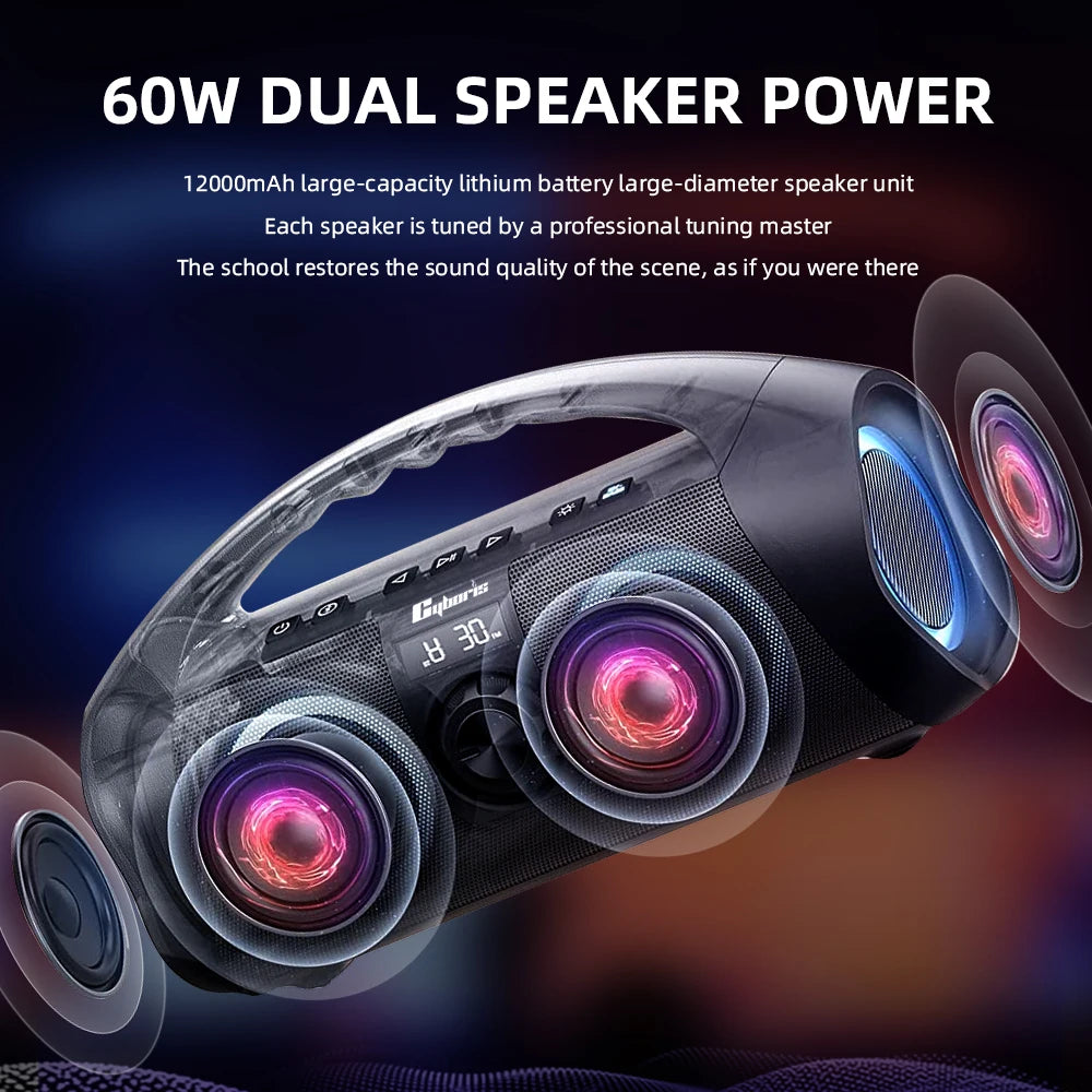 NEW Cyboris F29 120W High-power Karaoke Portable Wireless Waterproof Speakers With Flashing RGB Light For Home And Outdoor