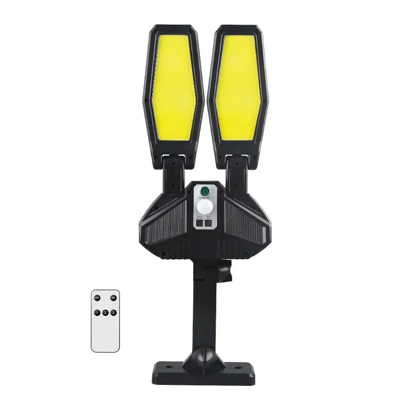 Solar Outdoor Induction LED Double-headed Street Lamp Home Waterproof Lighting Wall Lamp Outdoor Garden Lamp with Remote Control - Jamboshop.com