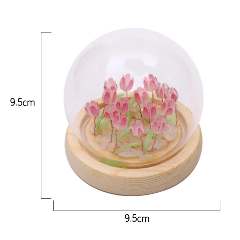 Artificial Tulip Flower Night Light Ornaments Handmade DIY Bedside Lamp LED Night Lamp Bedroom Decor Birthday Gifts Table Lamp - Jamboshop.com