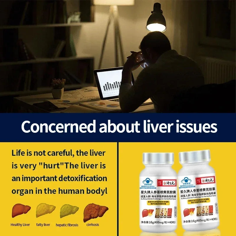 Liver Detox Supplements Ginseng Pueraria Mirifica Astragalus Kudzu Root Extract Capsules Health Food Liver Function Protection