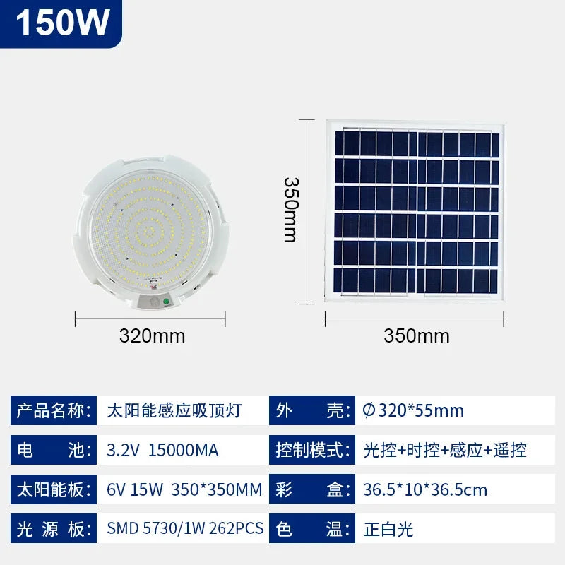 Intelligent High-power Solar Induction Light for Home Outdoor and Indoor LED Solar Ceiling Light Waterproof with Remote Control - Jamboshop.com