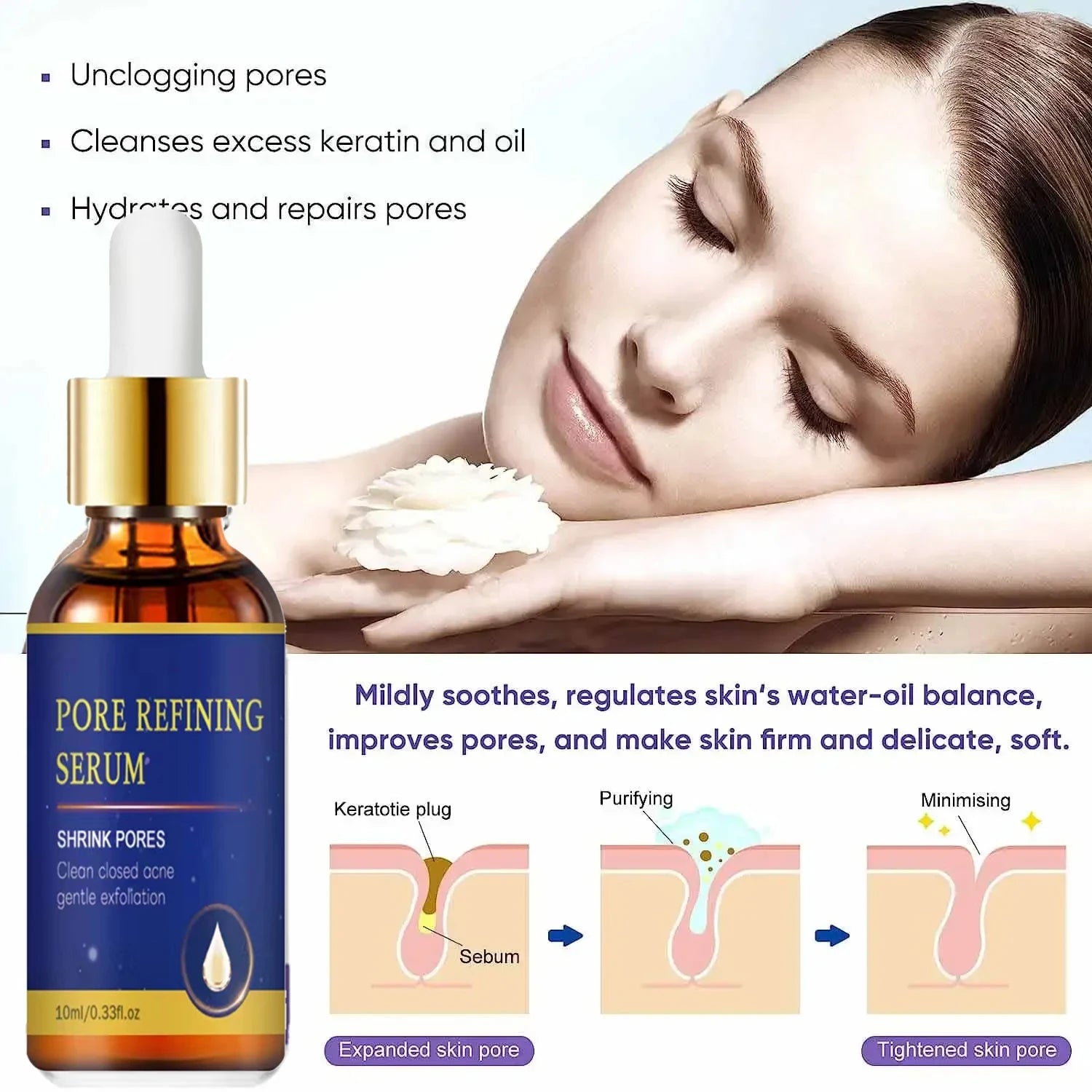 Removing Large Pores Pore Shrinking Serum Face Tightening Repairing Facial Pore Remover Minimizing Moisturizing Skin Care - Jamboshop.com