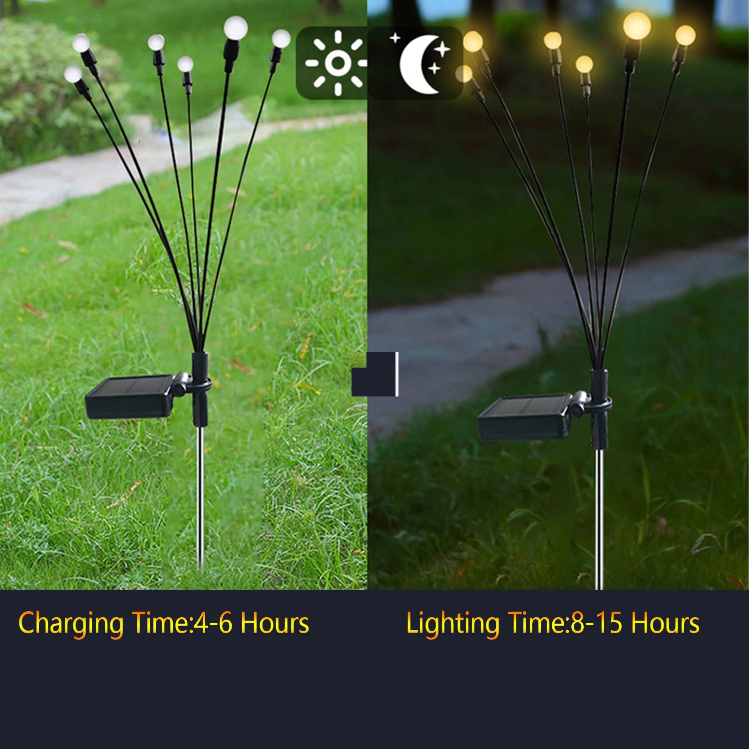 2PCS Solar Garden Light LED Lighting Firefly Lights 6 Heads Outdoor Christmas Chain Lamp Blossom Festoon Party Home Decoration - Jamboshop.com