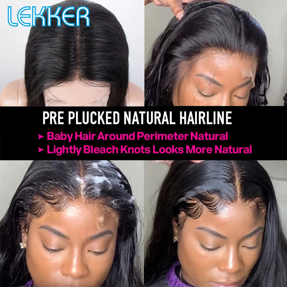 Lekker Wavy 13x6x1 T Part Lace Front Human Hair Wig For Women Glueless Brazilian Remy Hair Body Wave Middle Part Wear go Bob Wig - Jamboshop.com